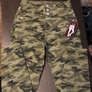 Green Camo High rise skinny jeans